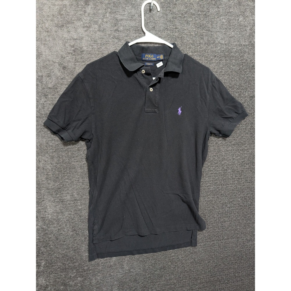 Polo Ralph Lauren Mens Classic Fit Short Sleeve Pique Polo Shirt Black Purple S